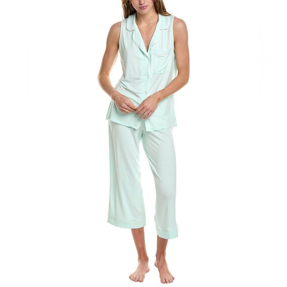 NWT- 2PC Sleeveless top and Capri Pant Super Soft Pajama set in Blue Large